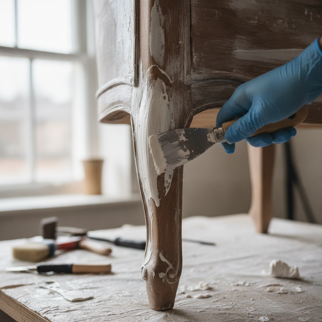 technician doing Paint Stripping, focus on the hand doing Paint Stripping